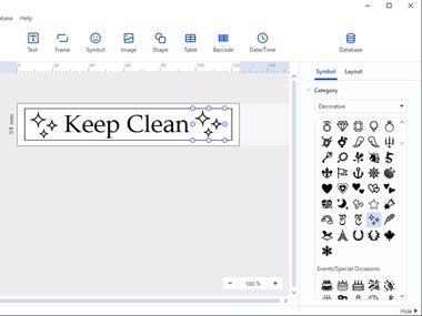customising labels using the library of symbols and frames available in p-touch editor 6.0 label design and printing software